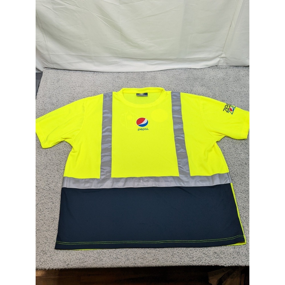 Pepsi Uniform Short Sleeve Shirt Neon Yellow & Black Reflective 3XL ***READ***